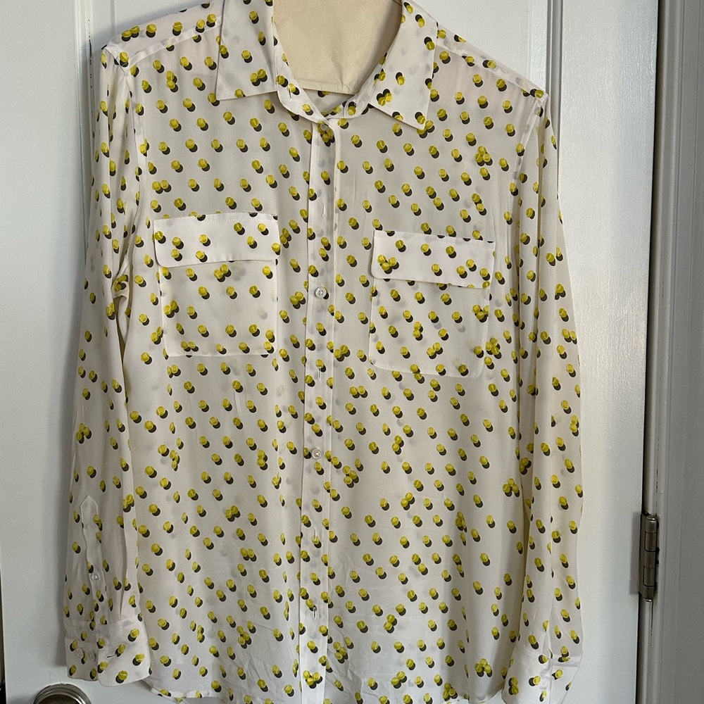Equipment Femme Silk Blouse - Tennis Ball Print